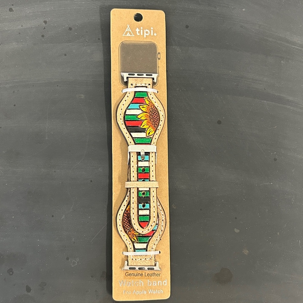 Tipi Tooled Leather Watch Band for Apple Watch. NWT